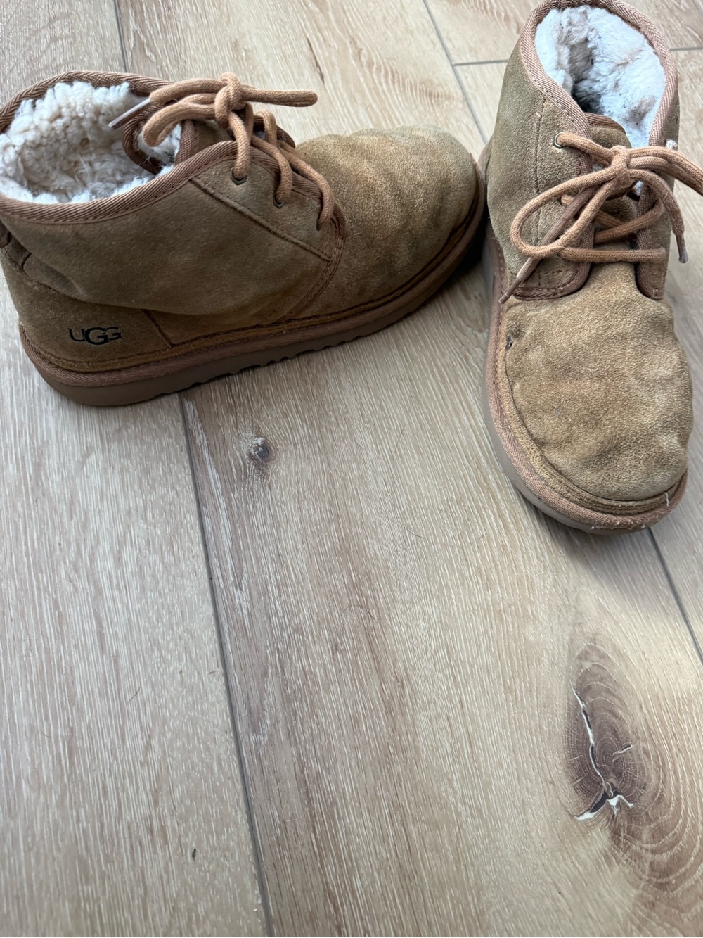 UGG Chestnut Suede Lace-Up Shearling Boots